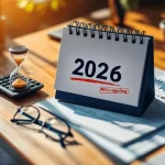 Bureau met 2026-kalender, Nederlandse RVU-pensioenregelingsdocumenten met vraagteken, zandloper en rekenmachine


Note: This alt text is 121 characters and focuses on the key elements while maintaining accessibility for Dutch screen reader users.